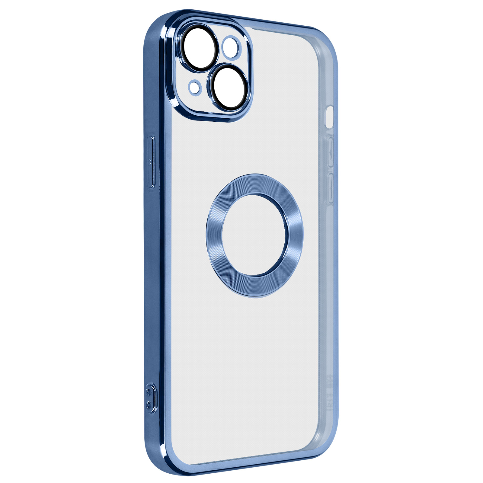Plus, Transparente Backcover, Chrome-Style AVIZAR iPhone Blau Silikonhülle 14 Apple, Series, im