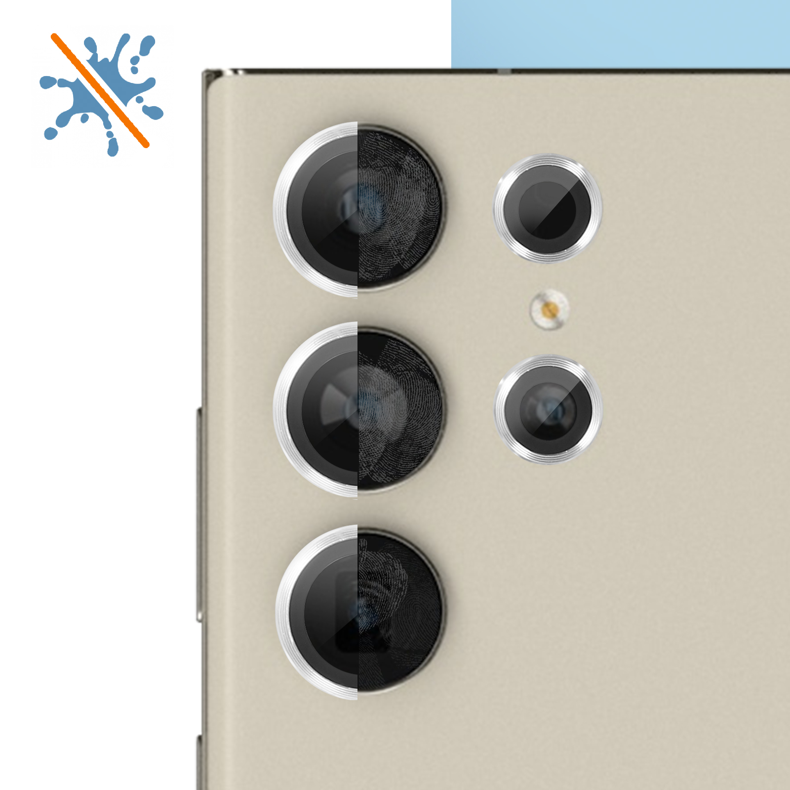 Objectifs d'appareil photo de téléphone avec des traces de doigts.