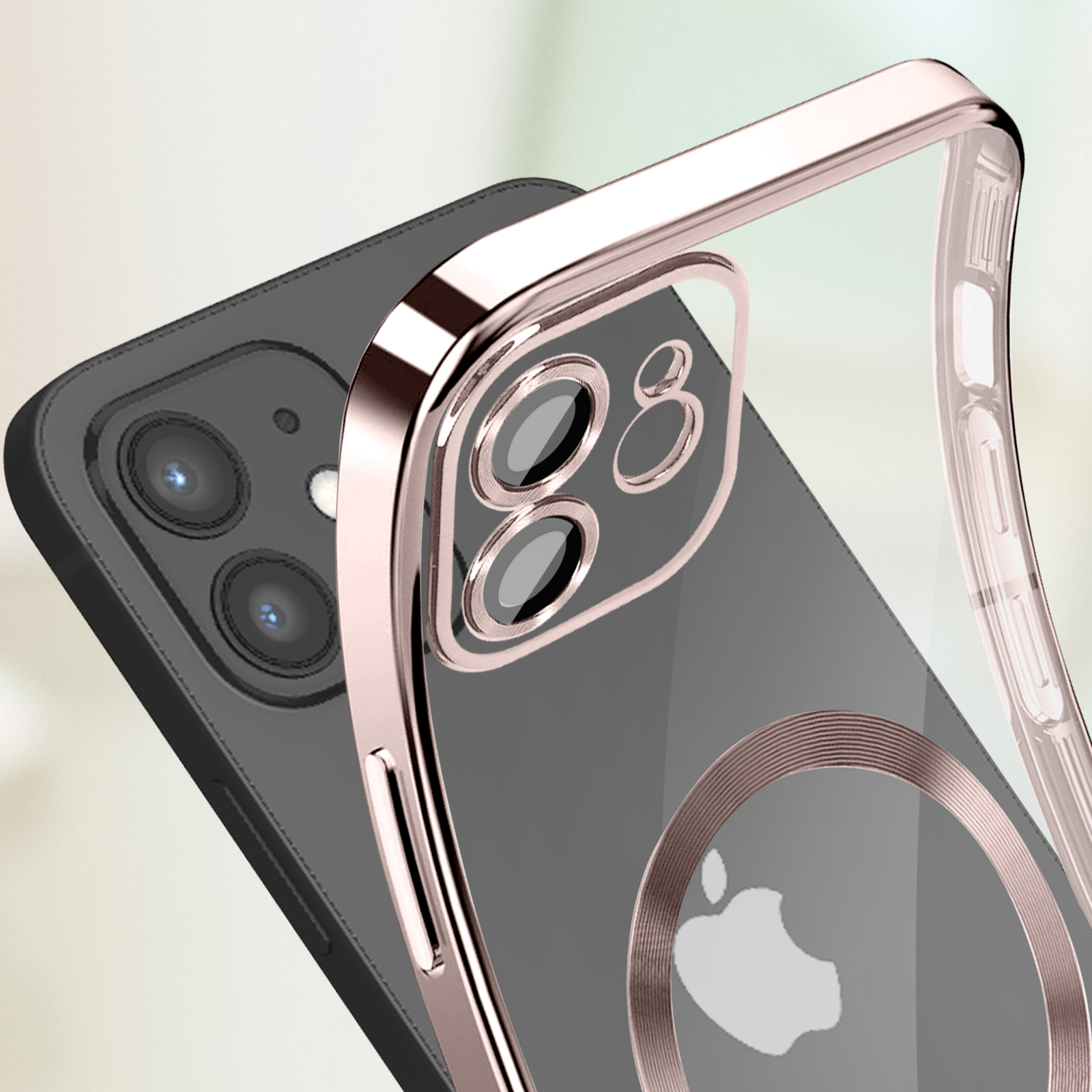 iPhone Chrom Apple, Handyhülle Series, Rosegold AVIZAR 12, Backcover,