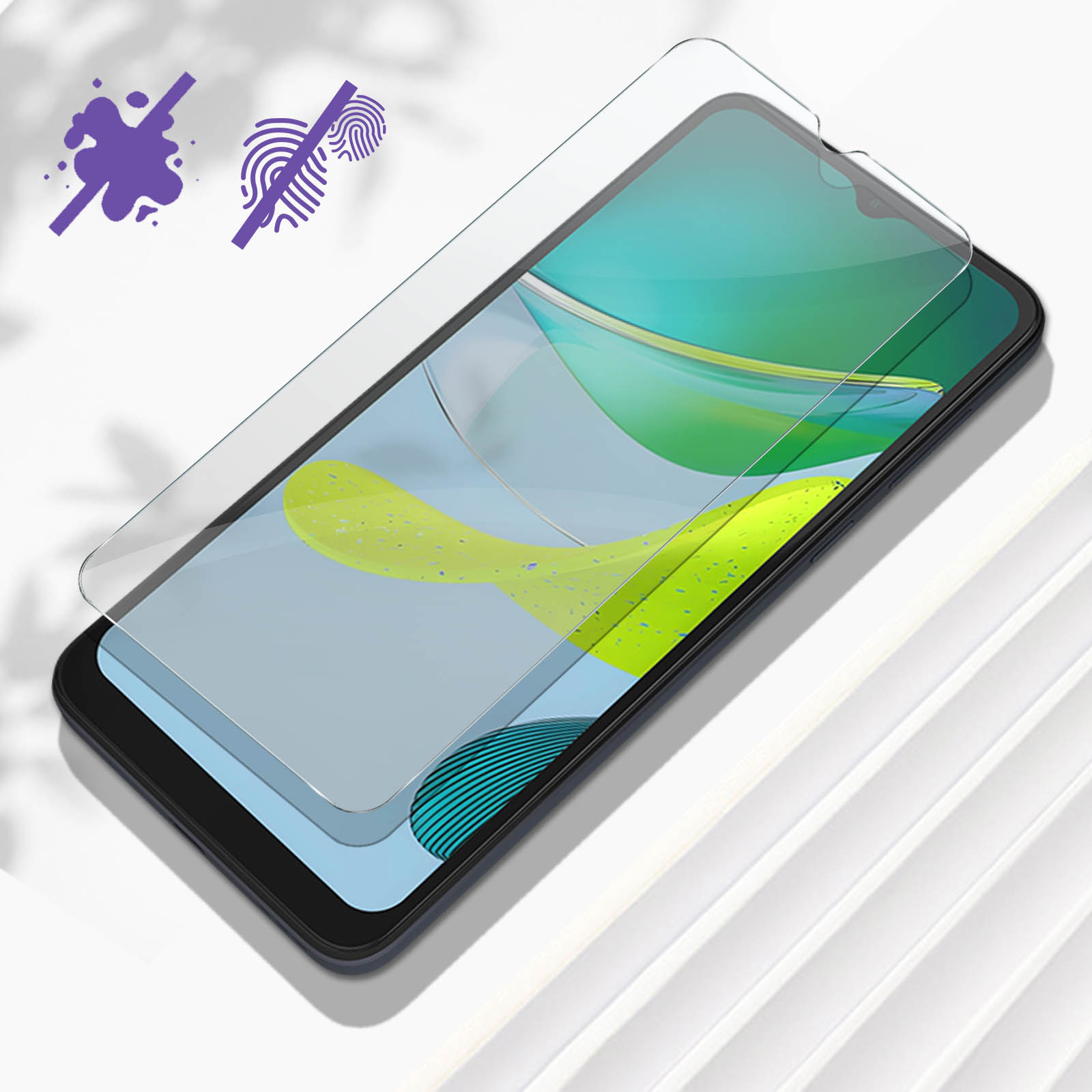 Application de protection d'écran, avec symboles de protection contre les taches.