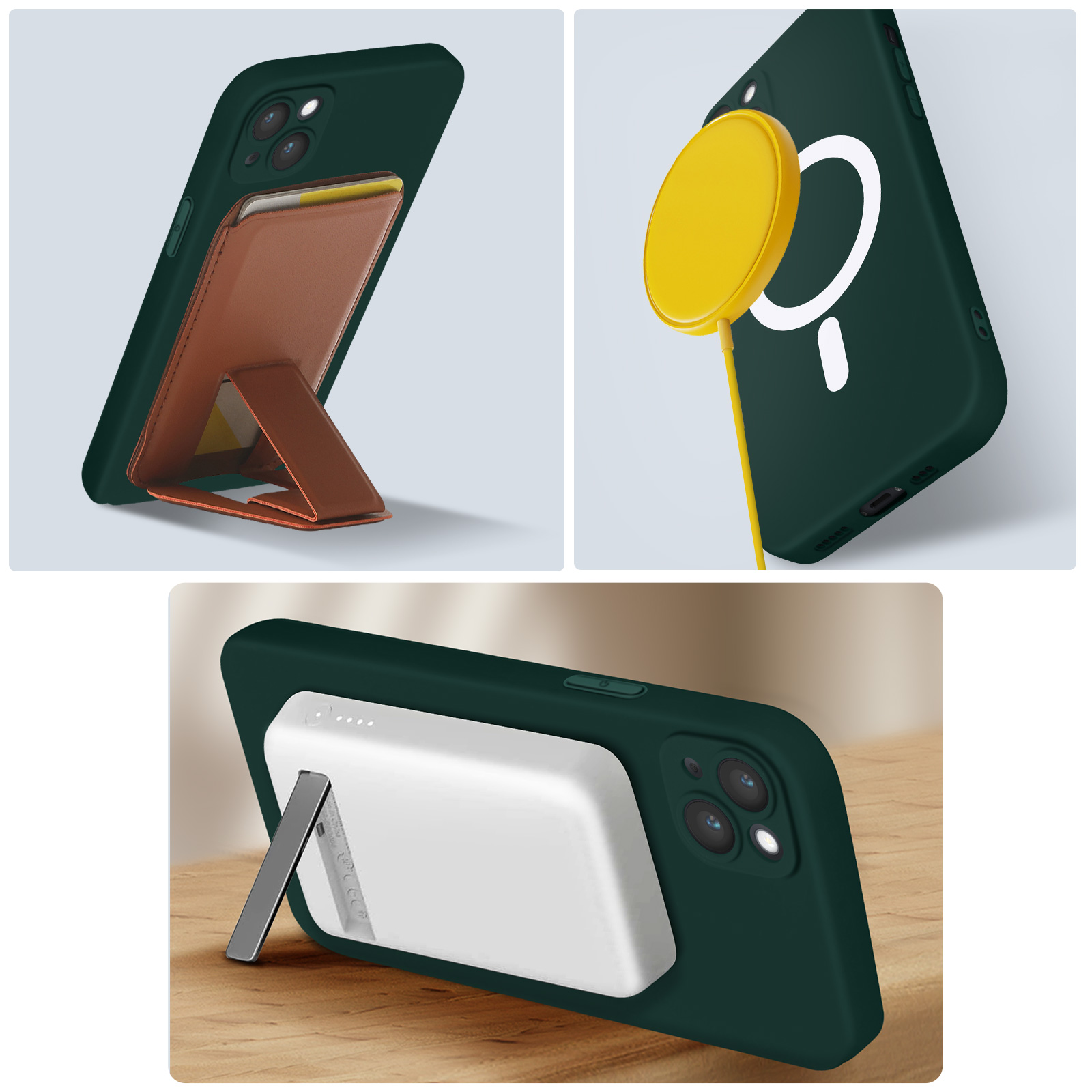 MagSafe Handyhülle 14, iPhone Apple, Series, Touch Backcover, Soft AVIZAR Dunkelgrün