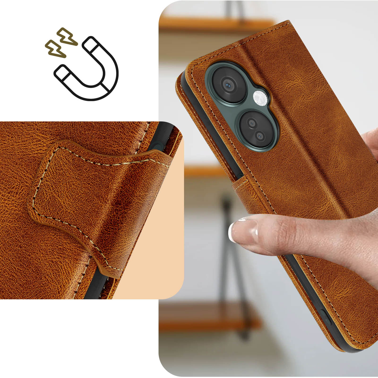 AVIZAR Wallet Series, Bookcover, OnePlus, CE Lite Camel Nord 3 5G