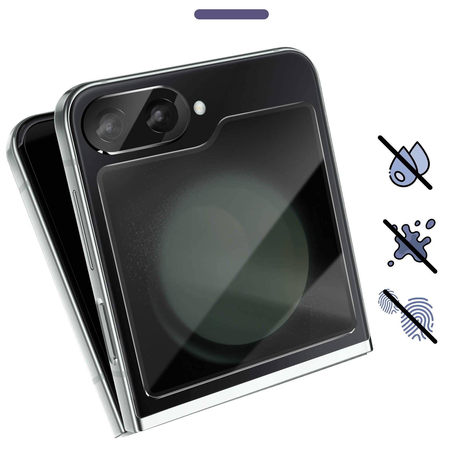 Frontdisplay 5) + Samsung Flip 9H IMAK Kamera Z Glas-Folien(für Galaxy Glas,
