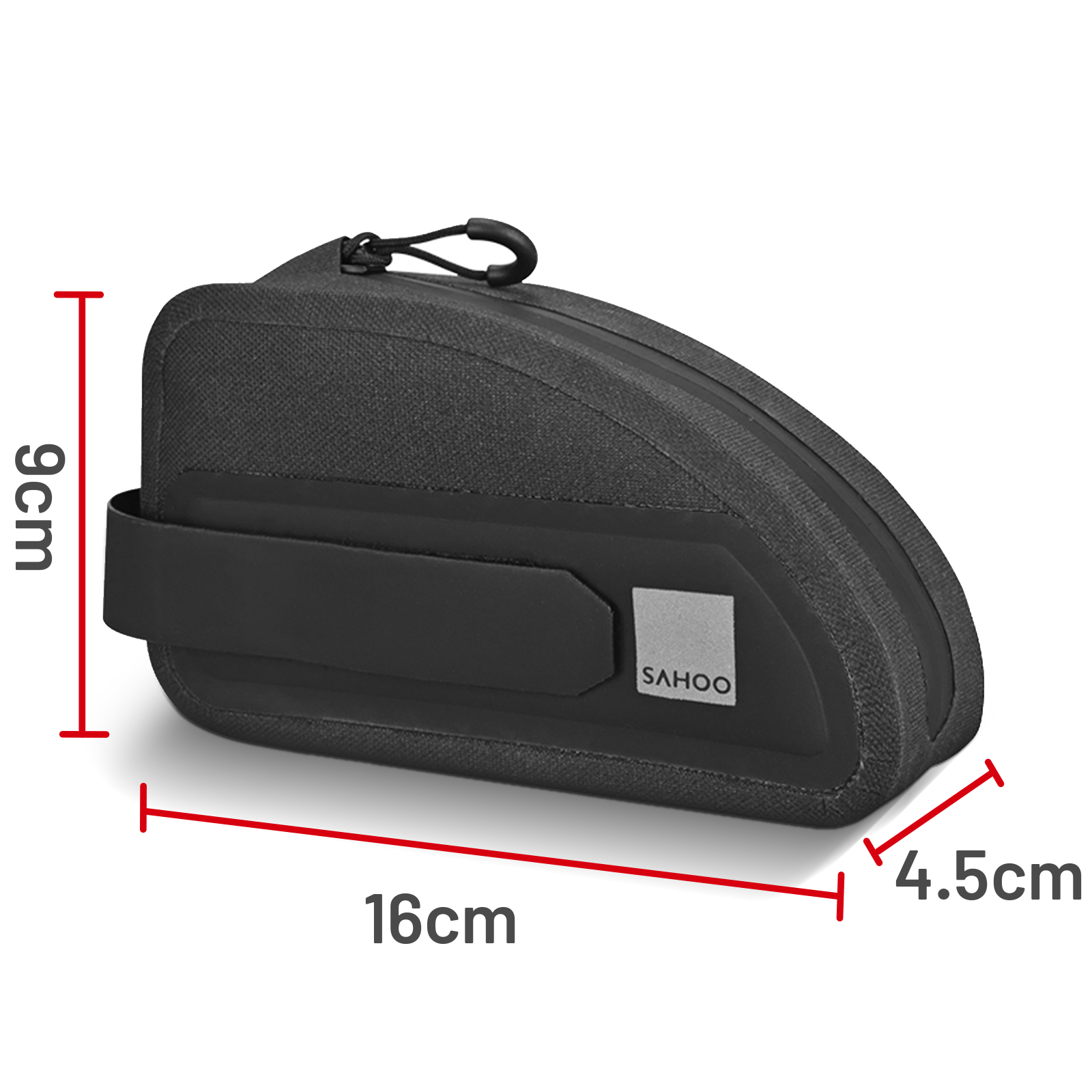 Sac noir avec dimensions : 16 cm de large, 9 cm de haut et 4,5 cm de profondeur. Marque : SAHOO.