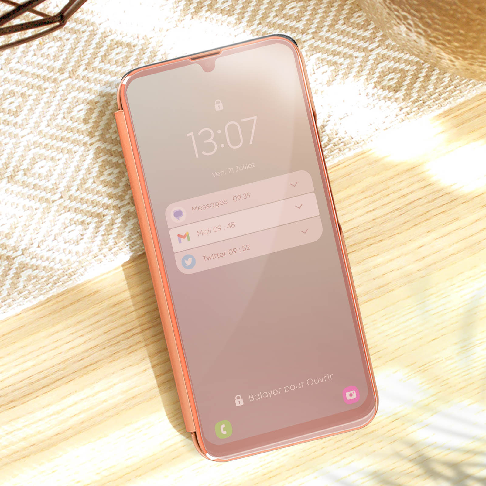 AVIZAR Clear View Standing Cover A34 5G, Series, Samsung, Rosegold Bookcover, Galaxy