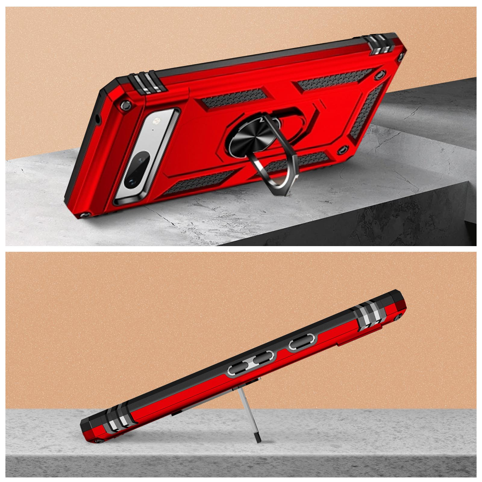 AVIZAR Stoßfeste Handyhülle mit Rot Series, 7a, Ring Google, Pixel Backcover