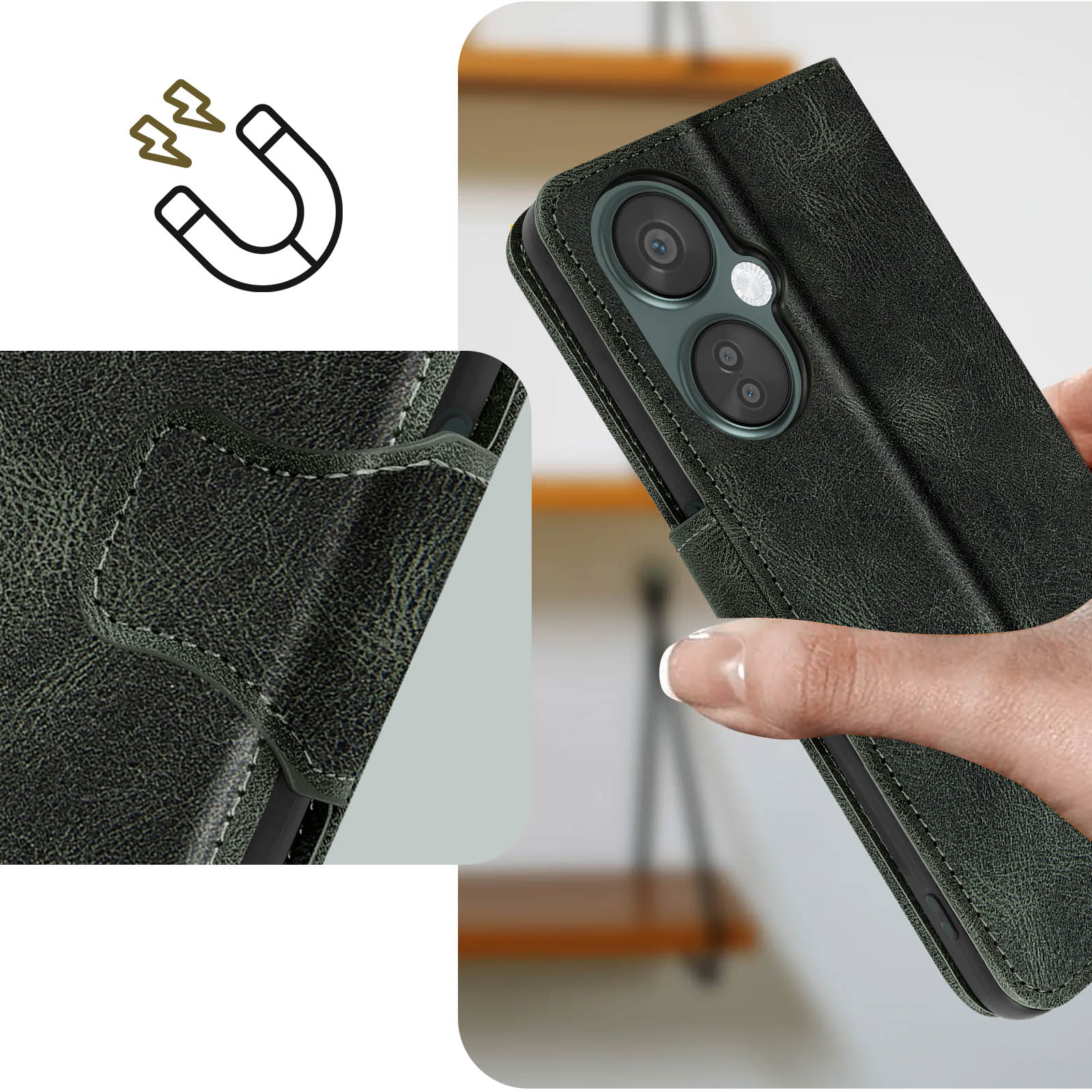 AVIZAR Wallet Series, OnePlus, CE Nord Dunkelgrün Bookcover, Lite 5G, 3