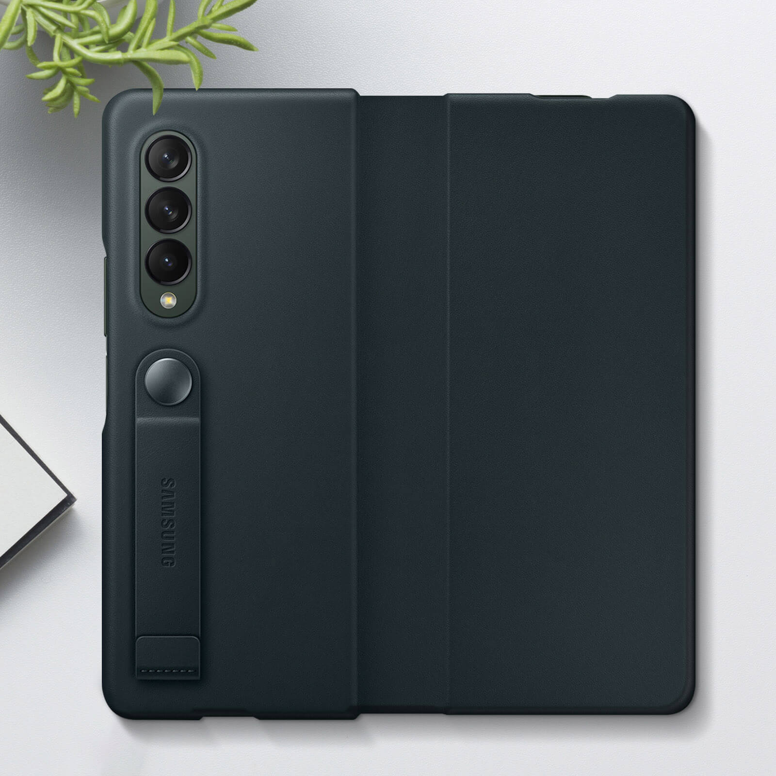 SAMSUNG Galaxy Z Fold 3 Galaxy 3, - Grün Flip Hülle Fold Backcover, Leder Samsung, Z Grün, Cover 