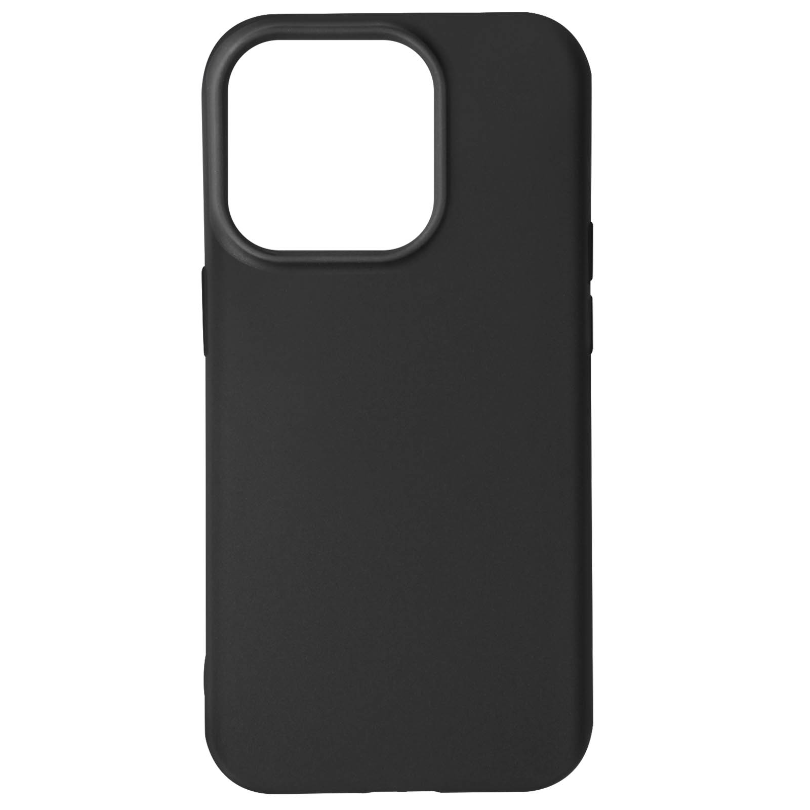 Una custodia per telefono nera con un ritaglio per la fotocamera.