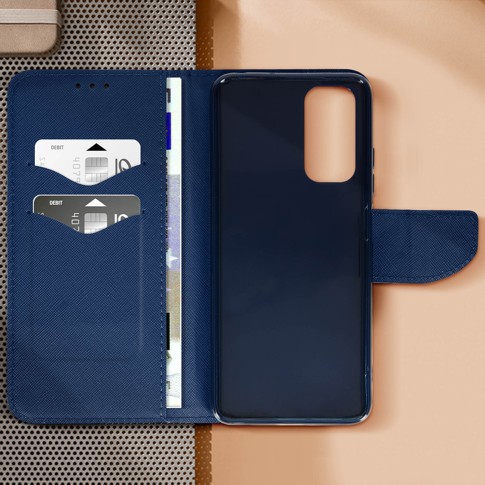 AVIZAR Series, Xiaomi, Note 12s, Blau Rot Fancy Bookcover, Redmi /