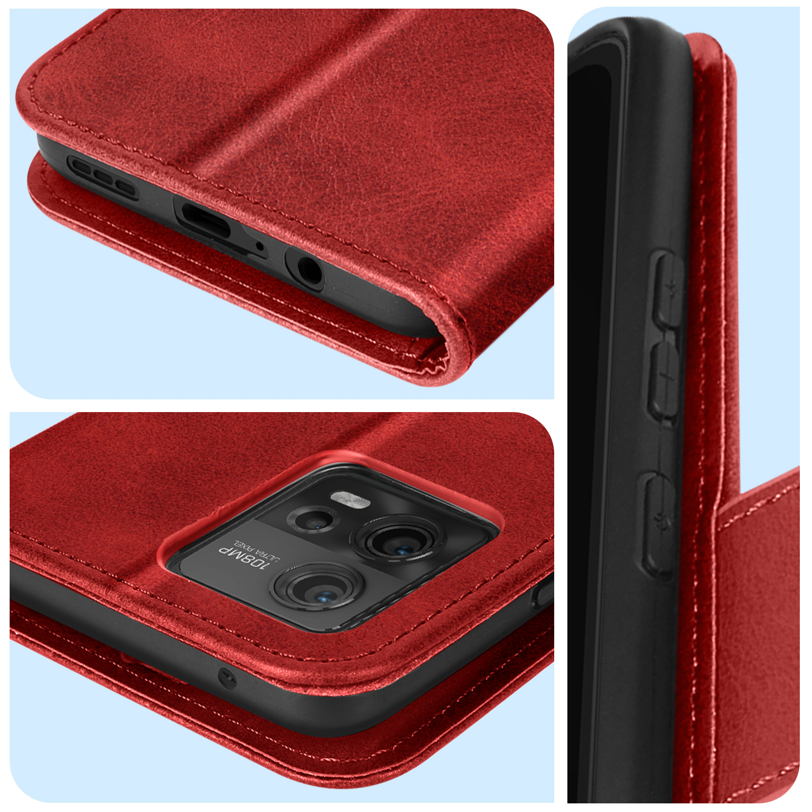 AVIZAR Rot Luxus Moto G72, Motorola, Series, Bookcover,