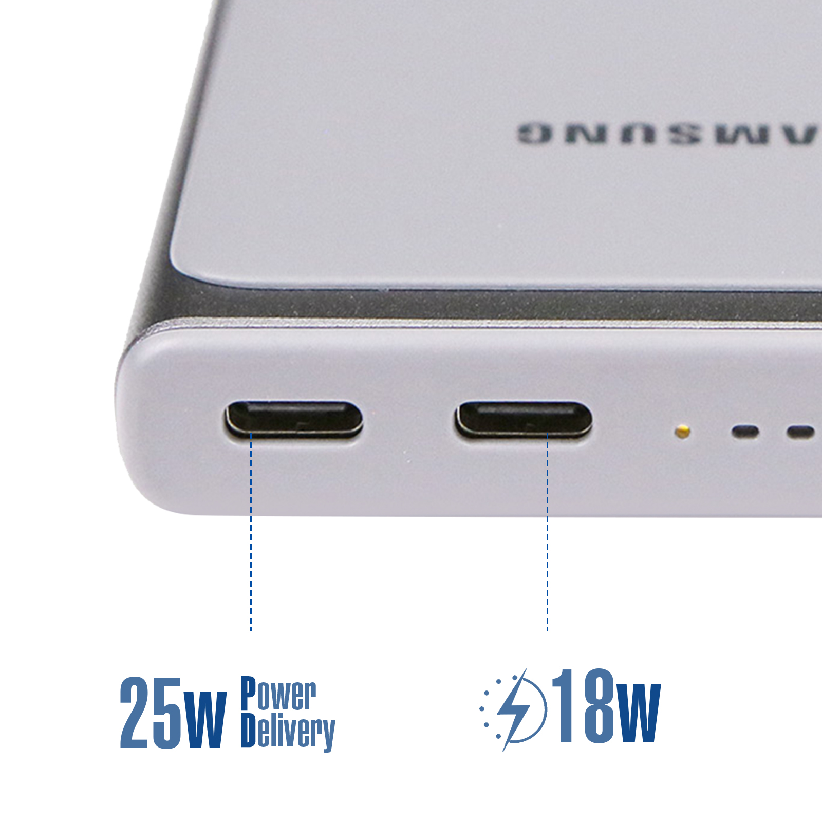 Grau Powerbank USB-C SAMSUNG Apple, 10000 MAH Wireless 10000 Powerbank mAh,