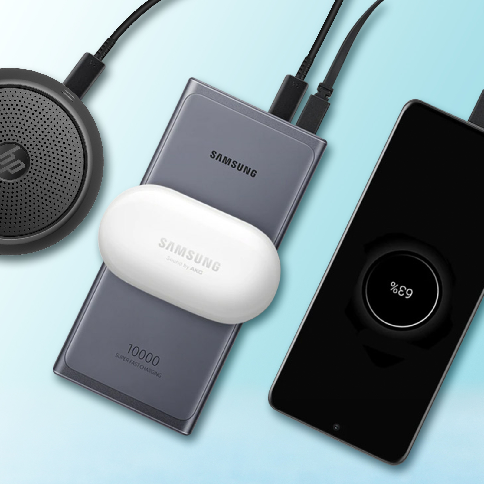 SAMSUNG Wireless Powerbank USB-C 10000 Apple, mAh, Grau MAH 10000 Powerbank