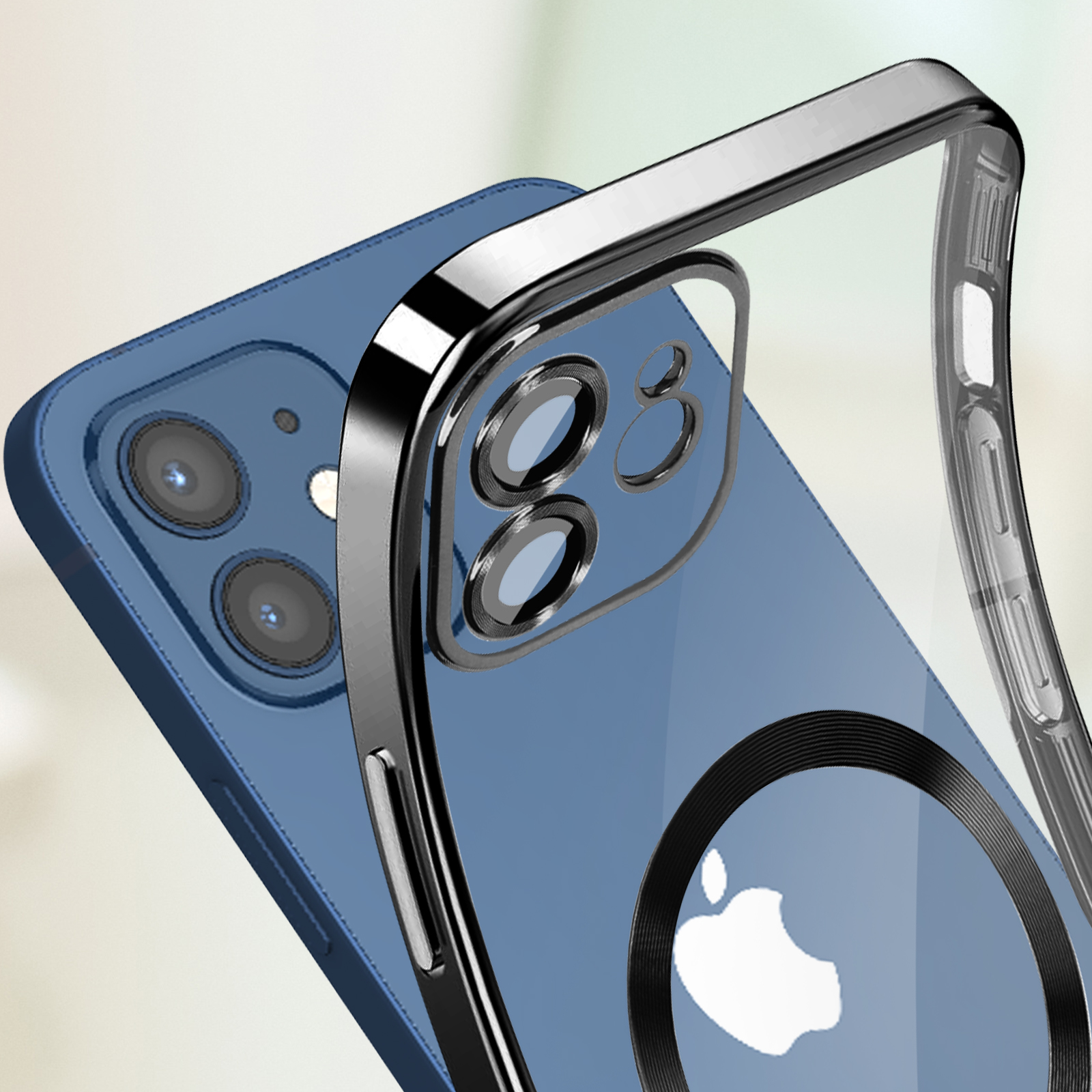 Chrom Apple, Backcover, Schwarz iPhone AVIZAR Series, Handyhülle 12,