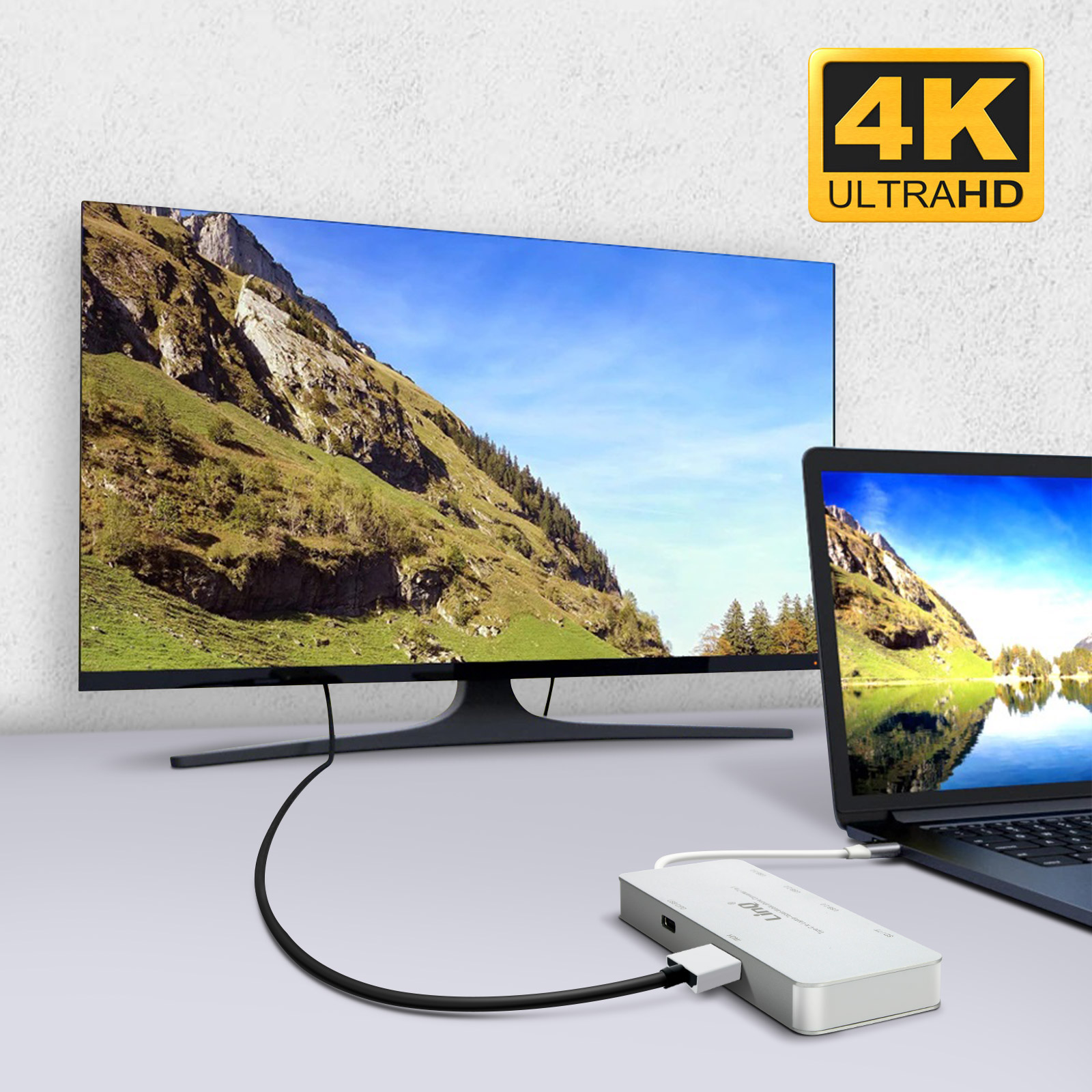 LINQ Universal, 7-in-1 USB-Hub Multiport-HUB Grau USB-C