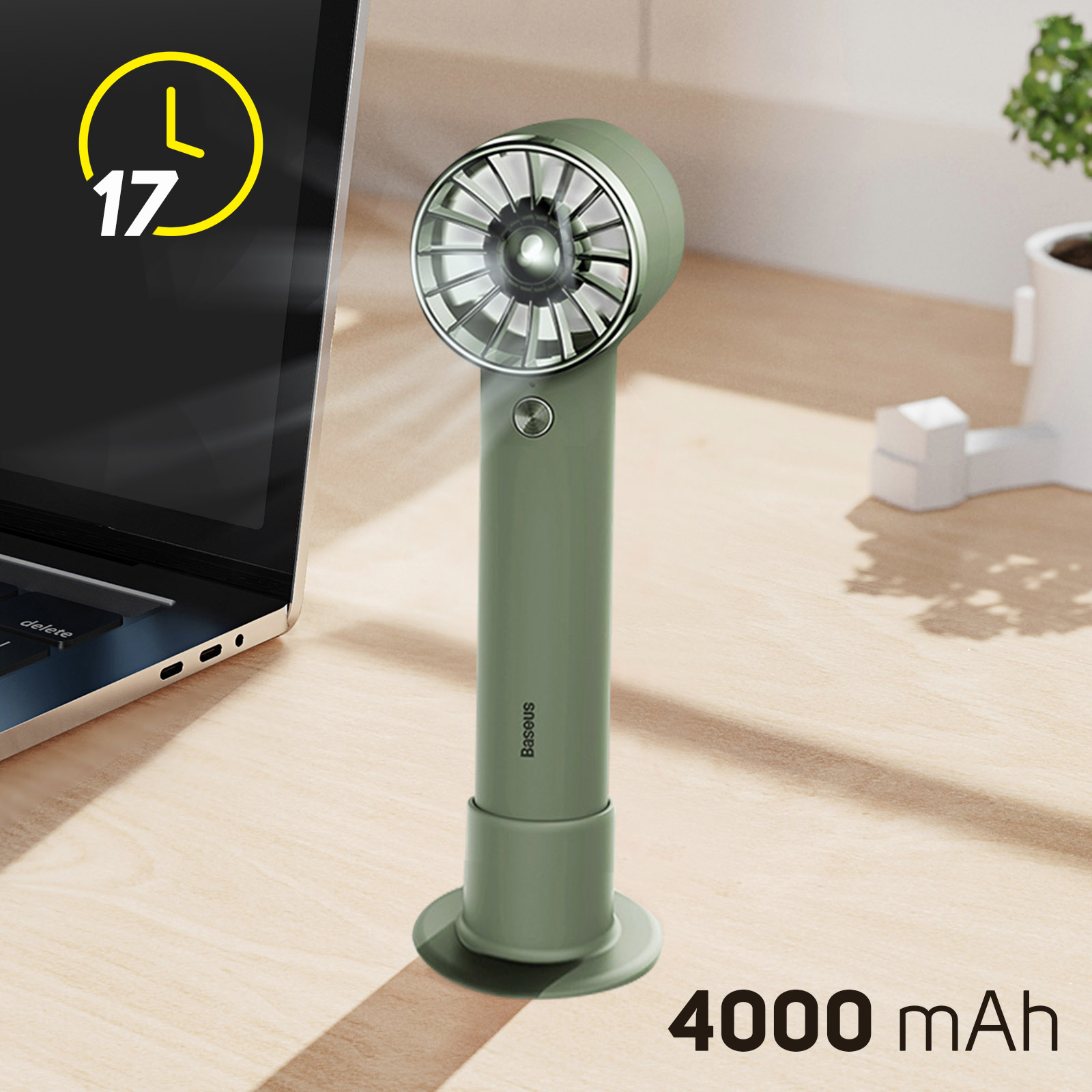 Khaki Watt) (13,2 Turbine Powerbank + BASEUS Flyer Tischventilator