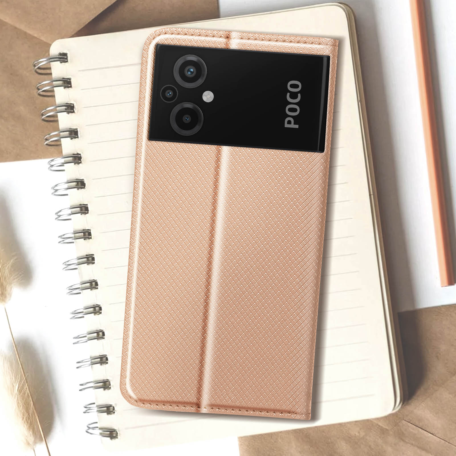 Poco Xiaomi, M5, Rosegold Bookcover, Smart AVIZAR Series,