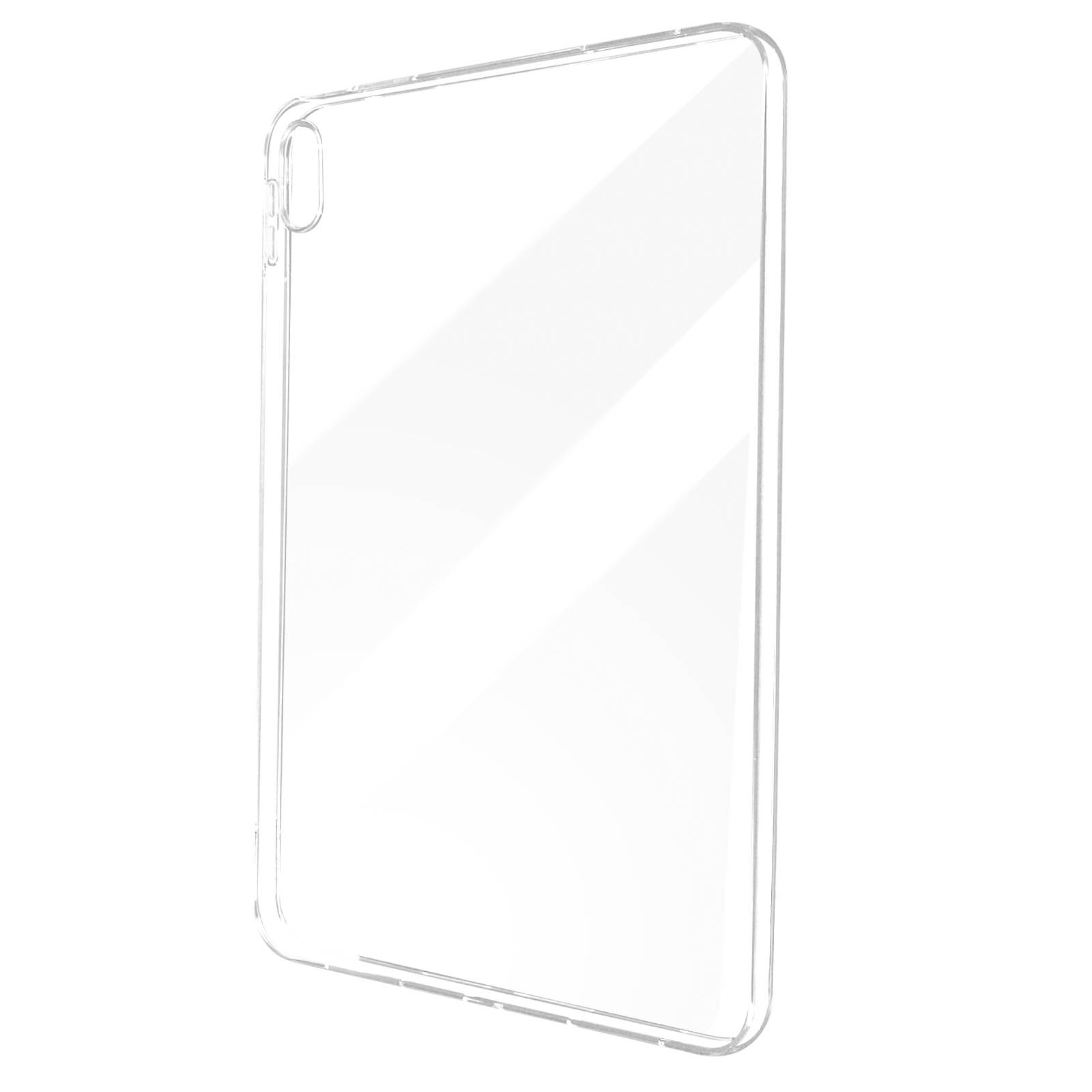 Klare, transparente Tablethülle. Die Hülle ist leer und schlicht.