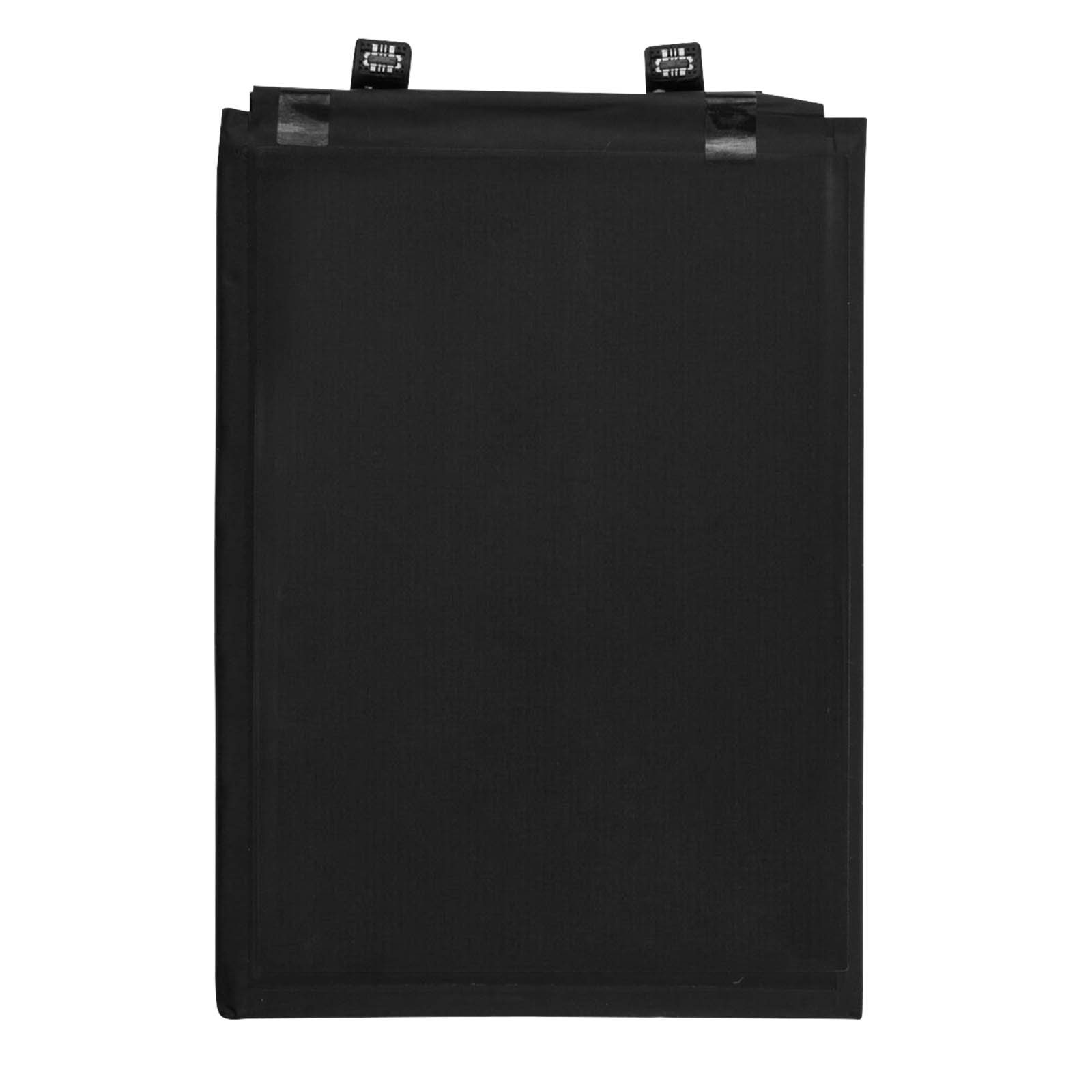 Una batería rectangular negra con dos conectores en la parte superior.