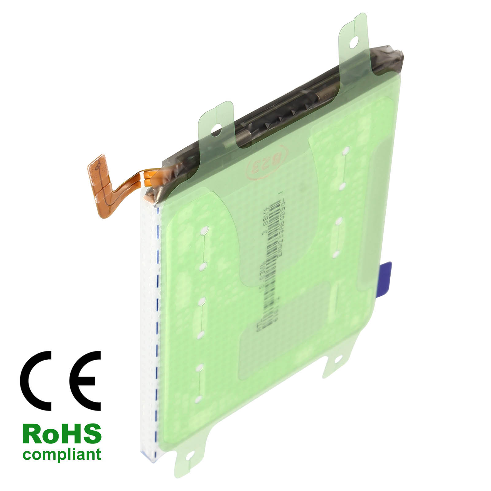 Dispositivo elettronico verde con copertura trasparente.