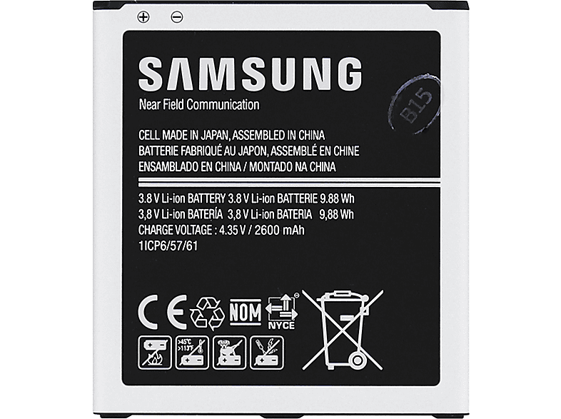 SAMSUNG Batteria di Akkus Samsung Prime 2600 SM-G530 Galaxy EB-BG530 EB-BG530 Ricambio Pila per Grand mAh