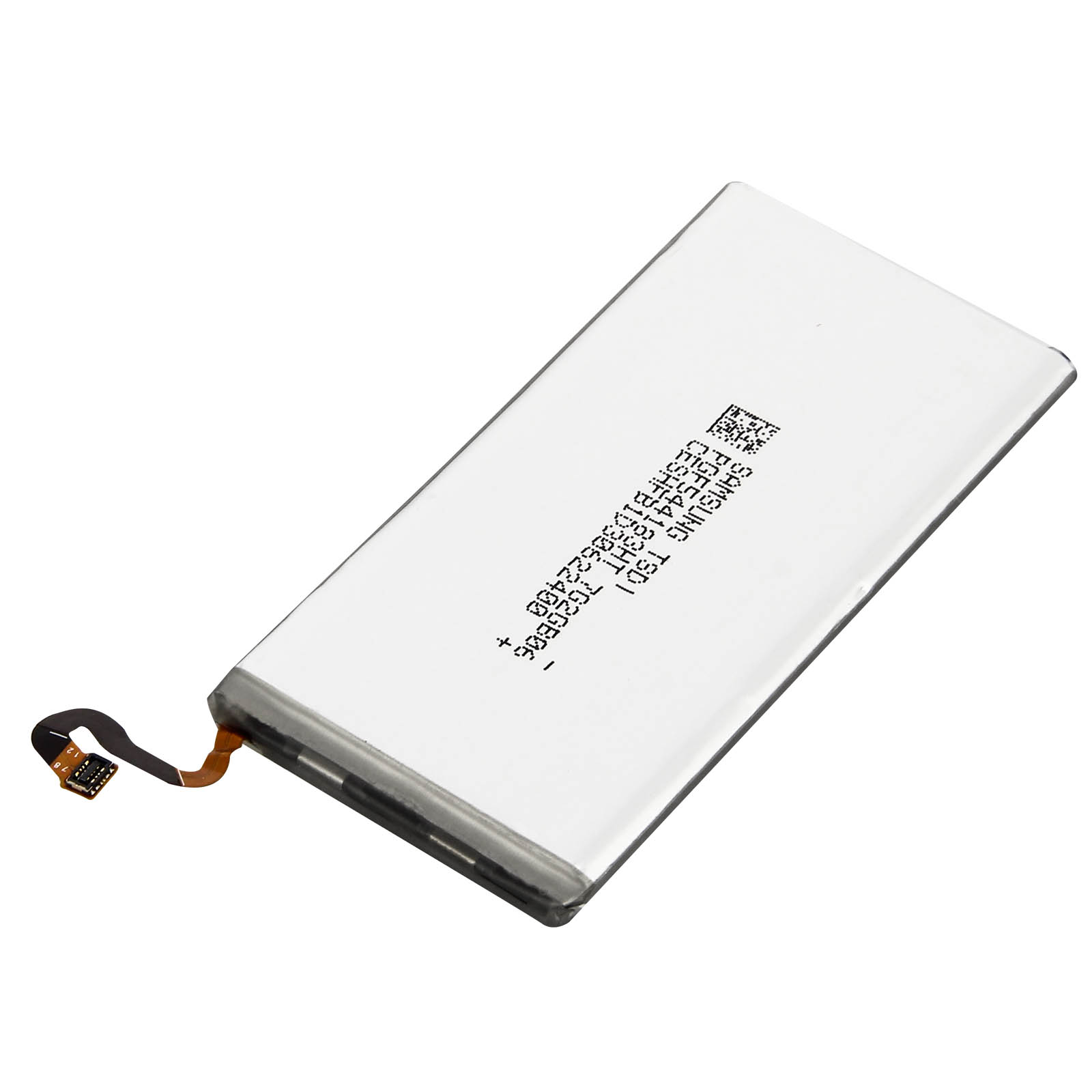 Batteria con etichette. Sfondo bianco. Primo piano della superficie della batteria.