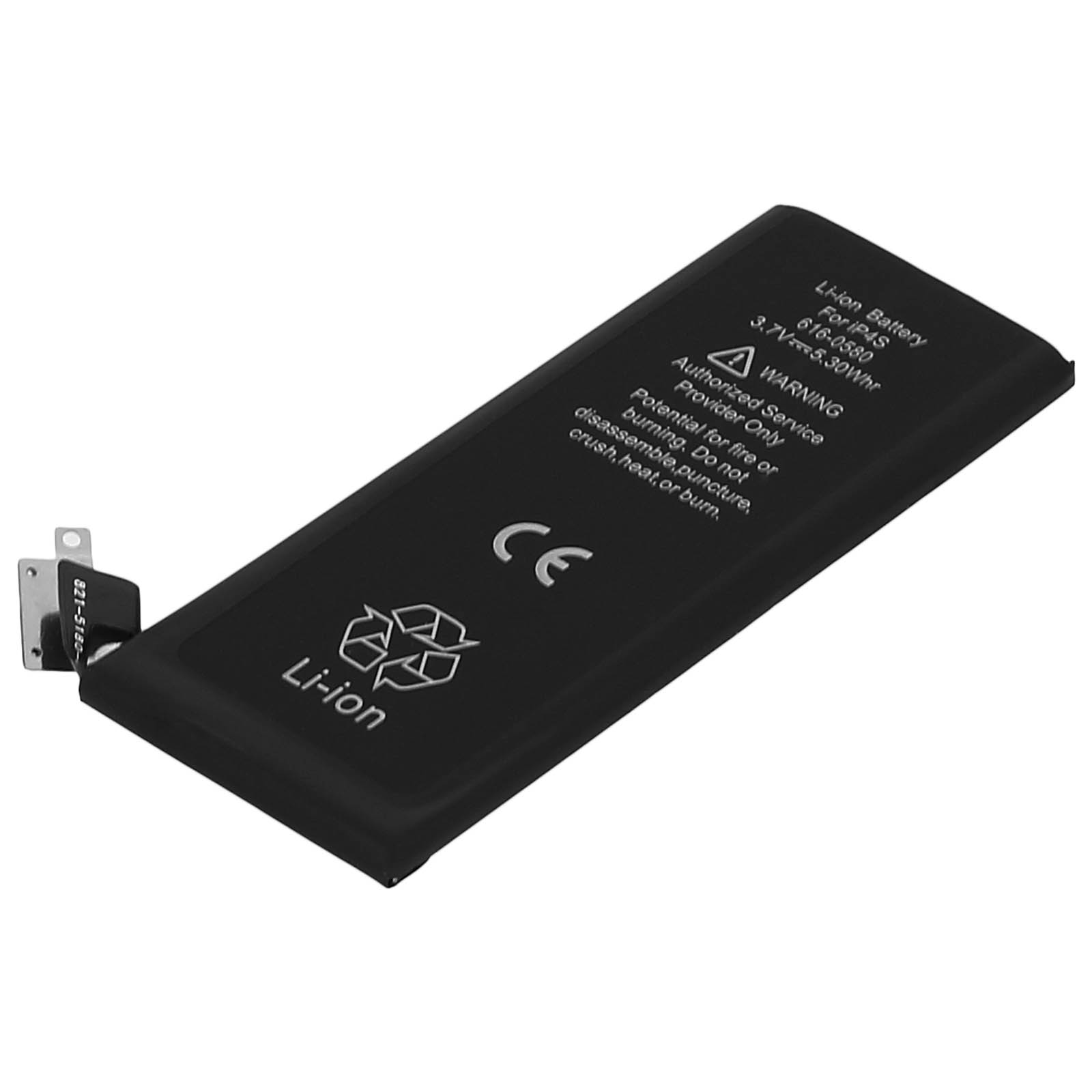 Batteria Li-ion nera con etichetta di avvertimento.