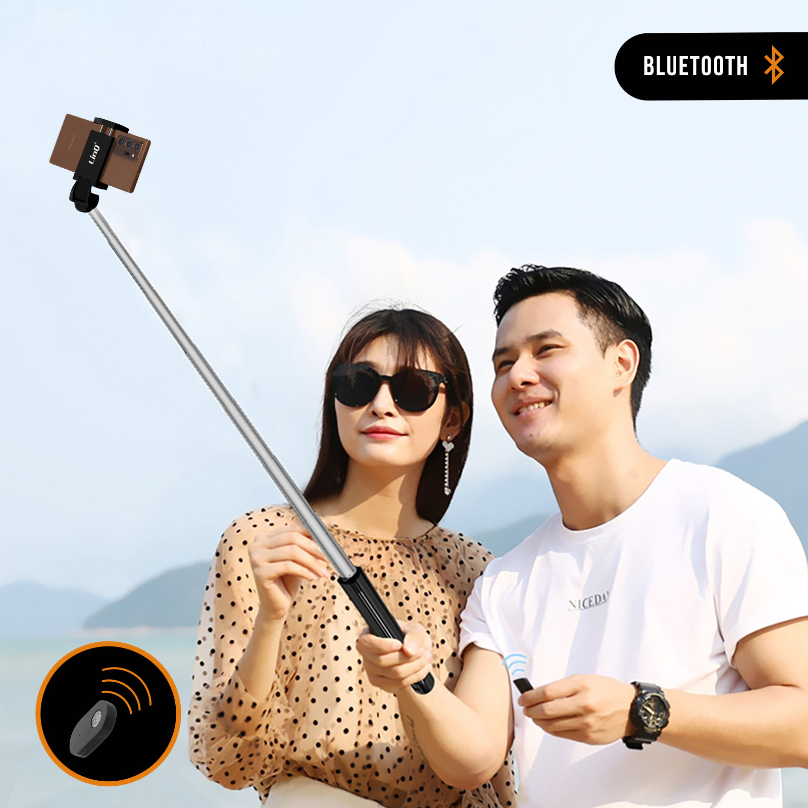 2-in-1 Bluetooth Selfie-Sticks Stativ LINQ Schwarz