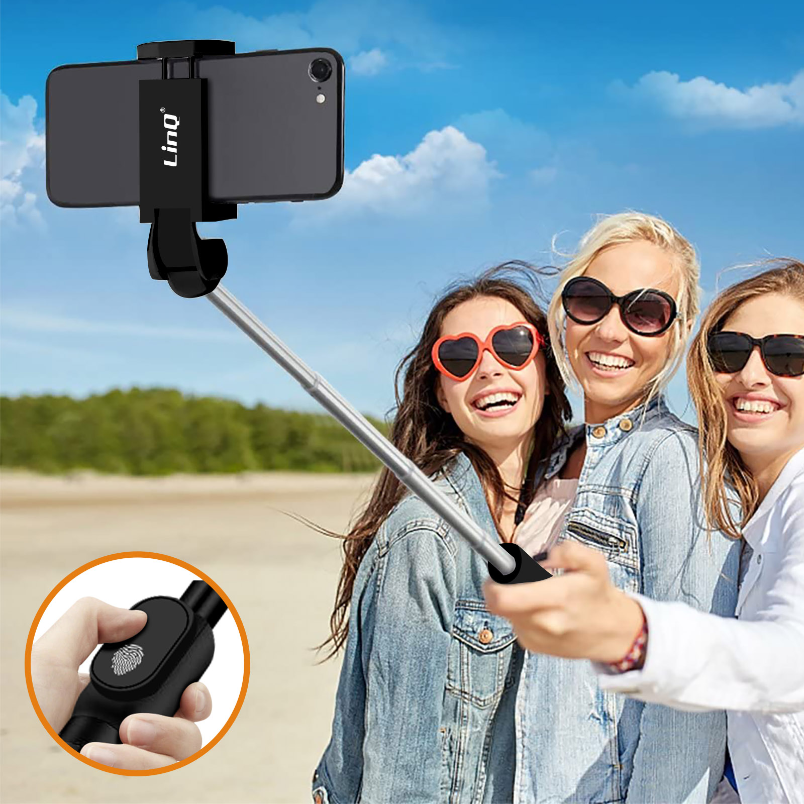 2-in-1 Bluetooth Selfie-Sticks Stativ LINQ Schwarz