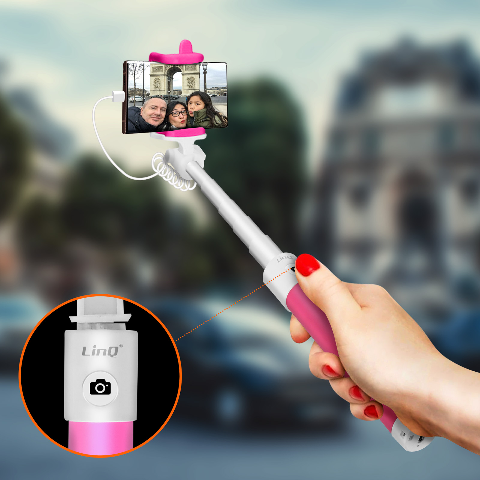 LINQ USB-C Selfie Rosa Stick Selfie-Sticks