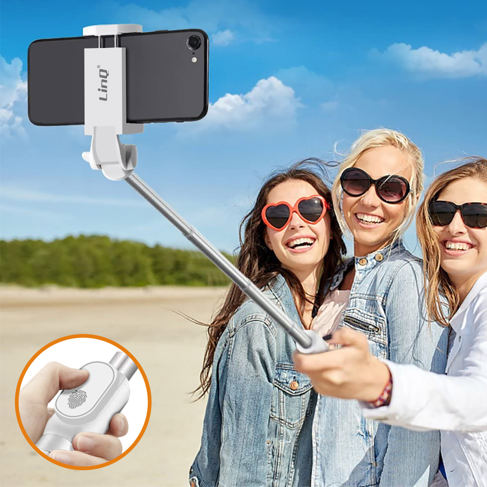 LINQ 2-in-1 Bluetooth Stativ Selfie-Sticks Weiß