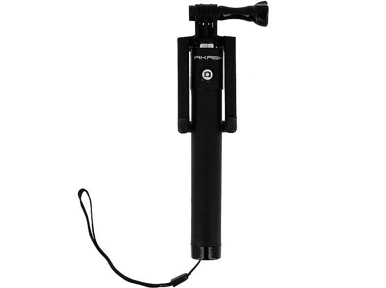 AKASHI Ausziehbare Selfie-Stange 18 bis 80cm + Auslöser Selfie-Sticks Schwarz