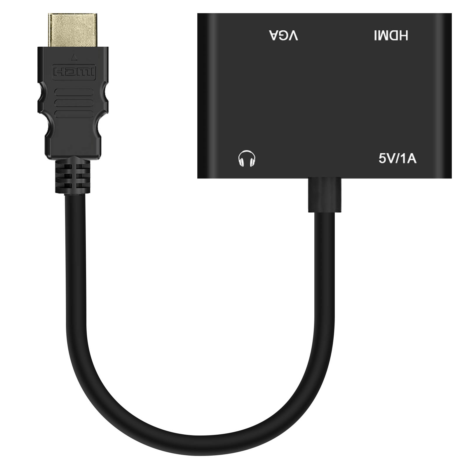 Adattatore HDMI a VGA con ingresso alimentazione 5V/1A. Ha una porta cuffie.