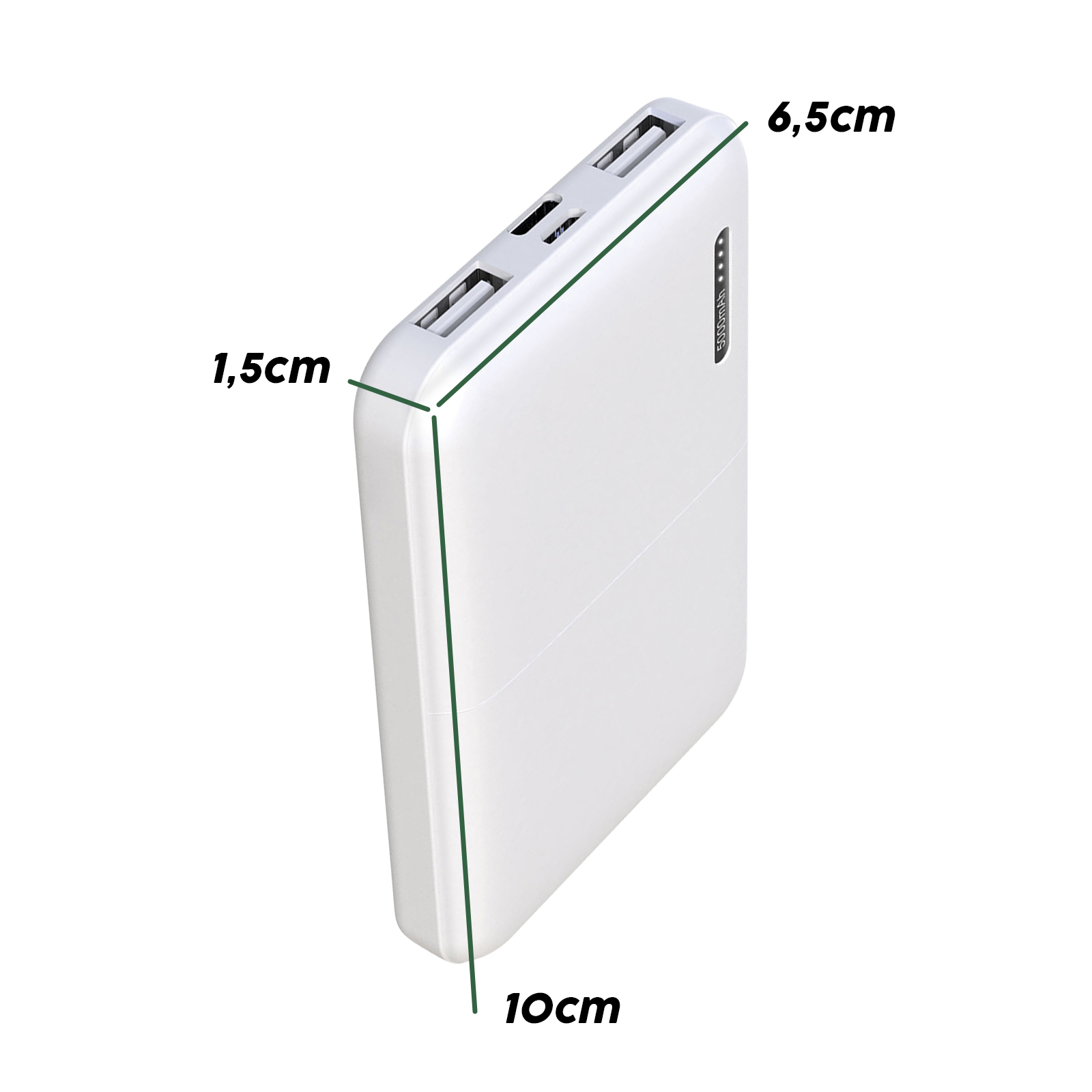 AKASHI 5.000mAh Dual-USB Powerbank Powerbanks Universal, Weiß