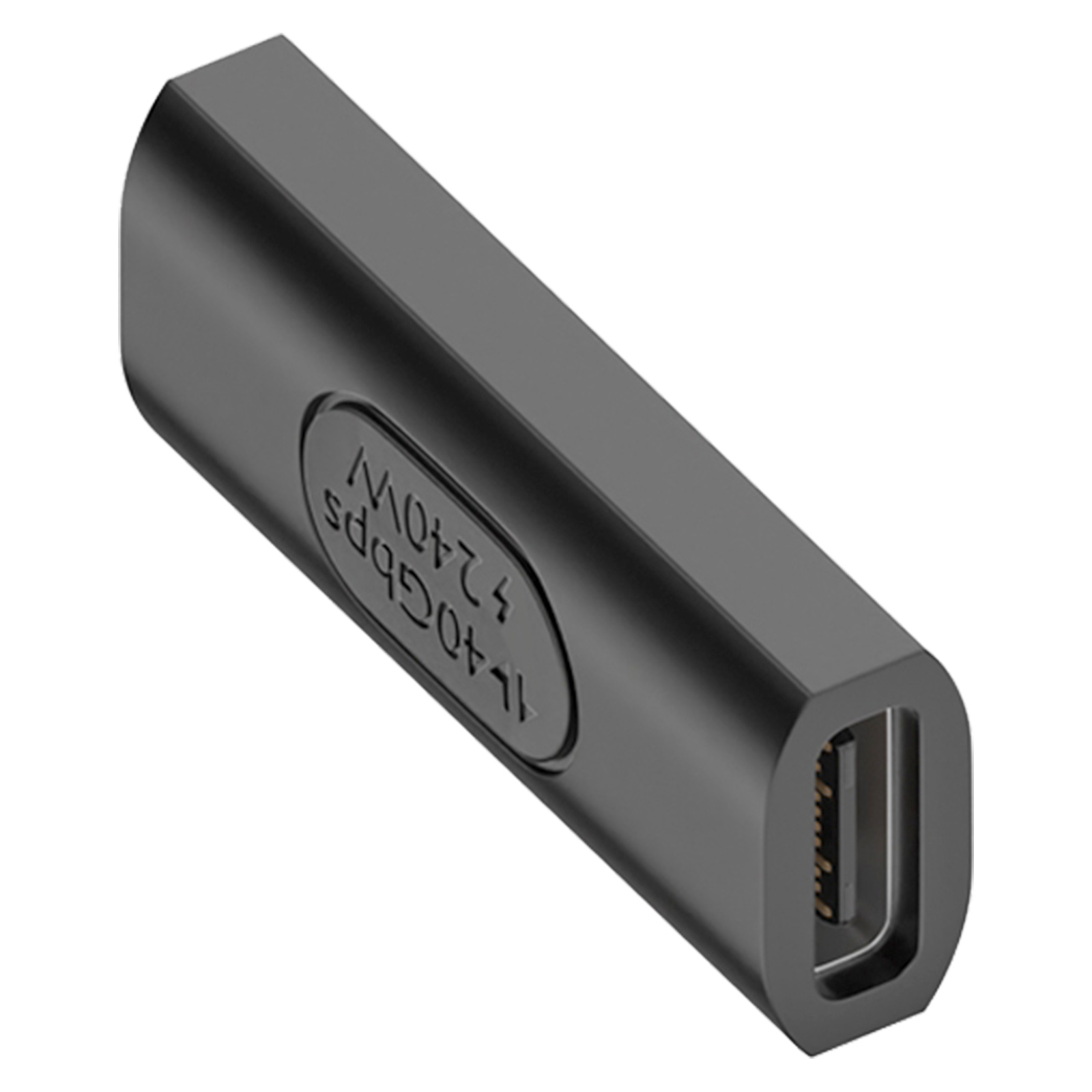 Adattatore nero con porta USB-C e testo, mostra 1140 Gbps 240W.