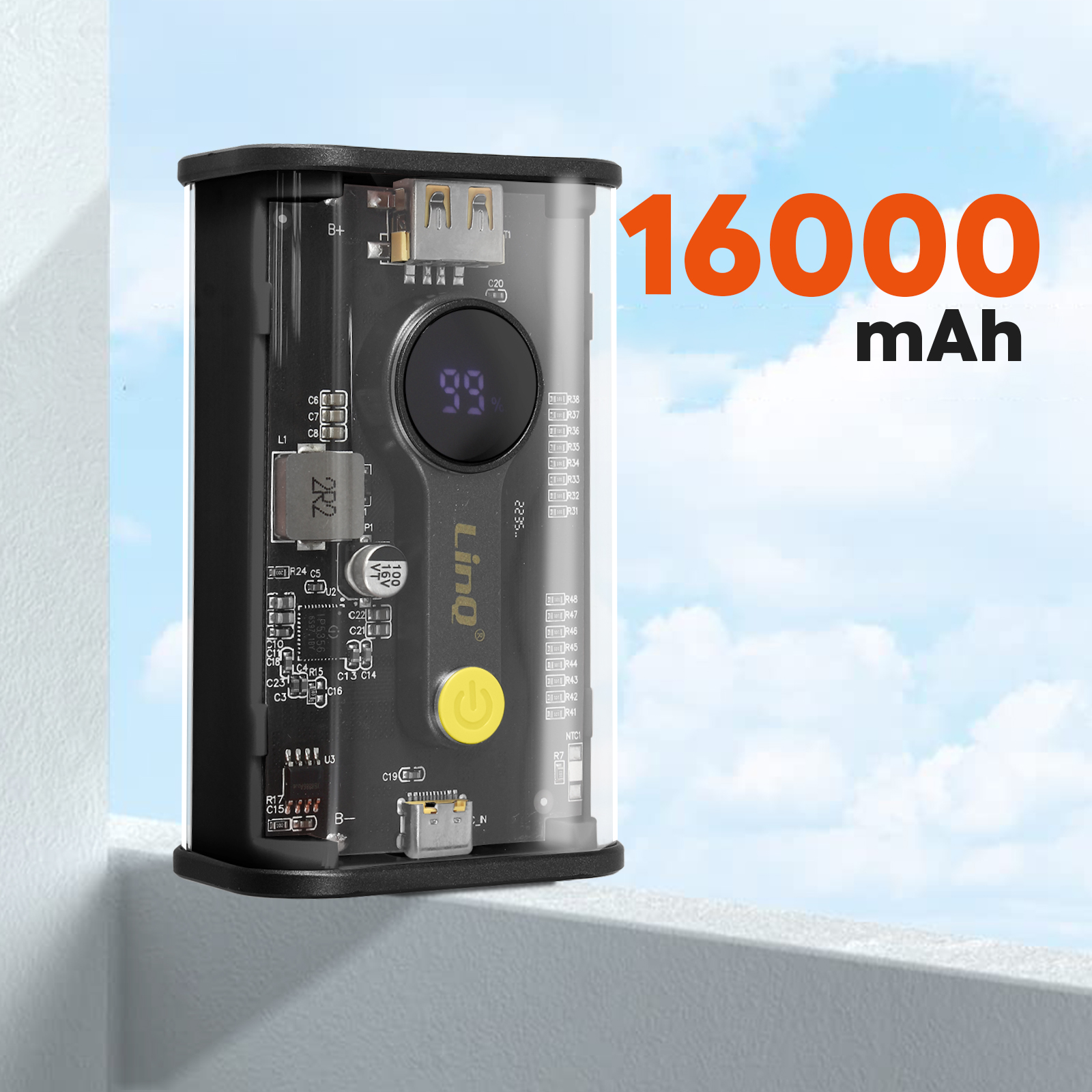 LINQ TM16000 Powerbanks Universal, Schwarz