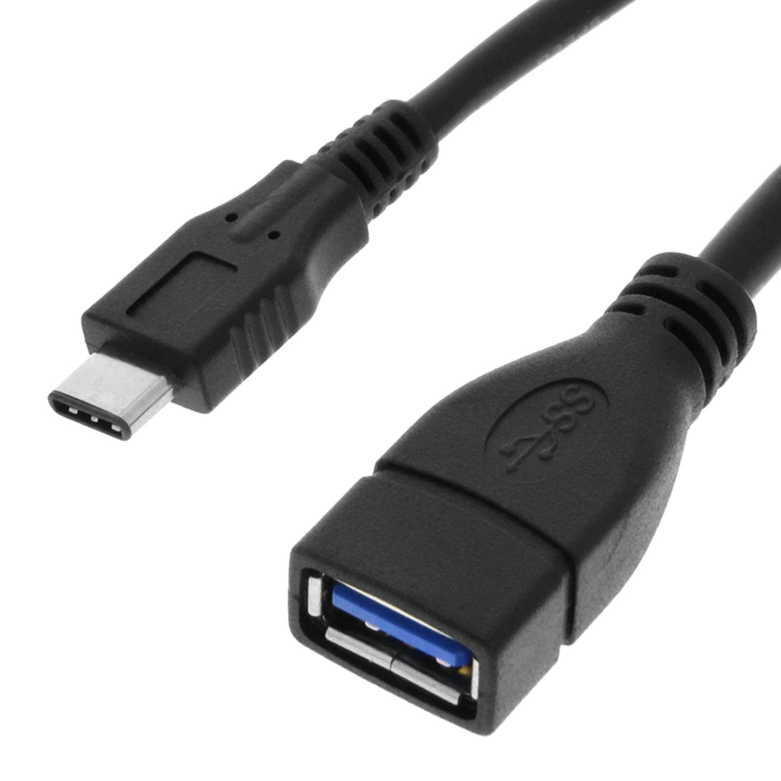 Un cavo adattatore da USB-C a USB 3.0 nero.
