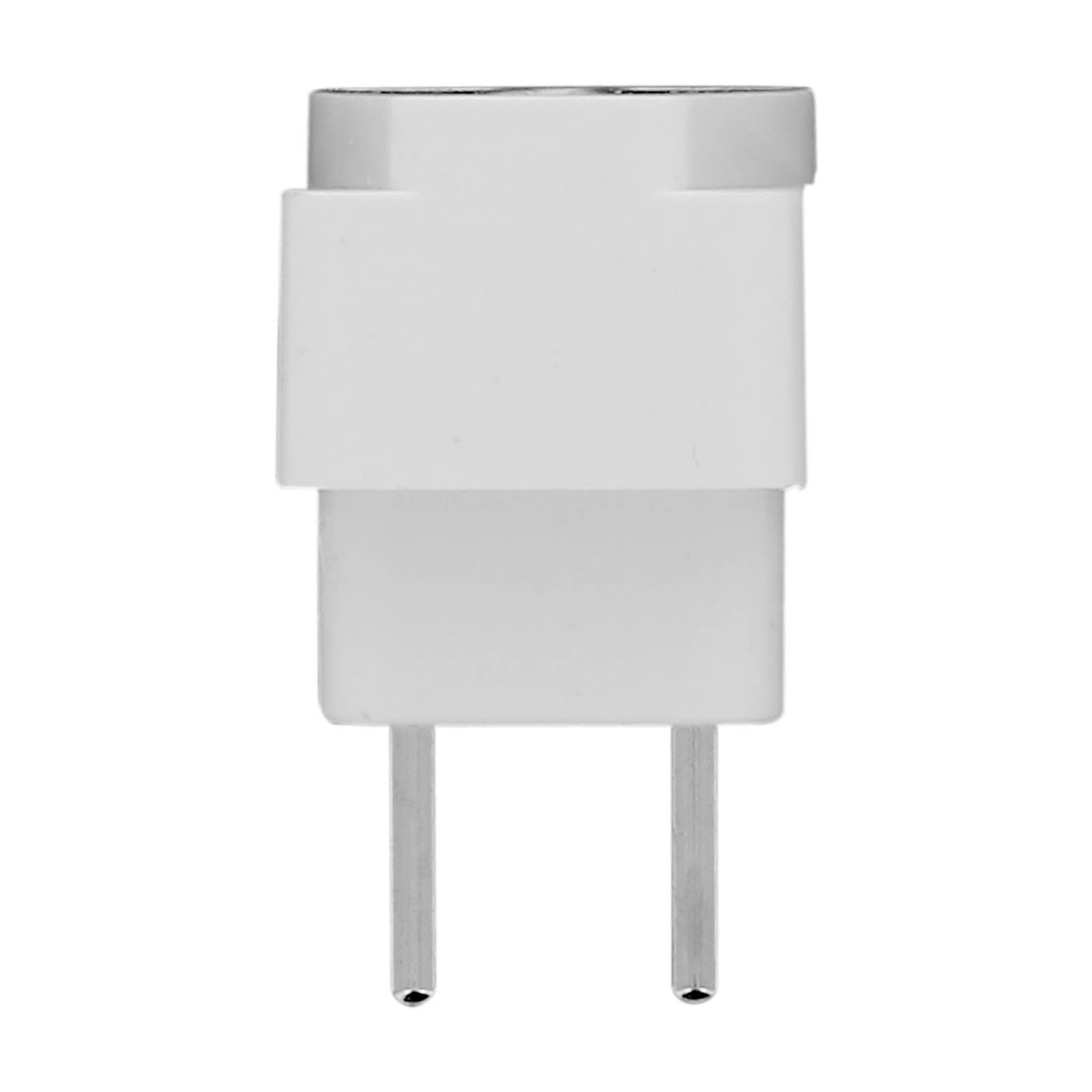Un caricabatterie bianco per telefono con due pin.