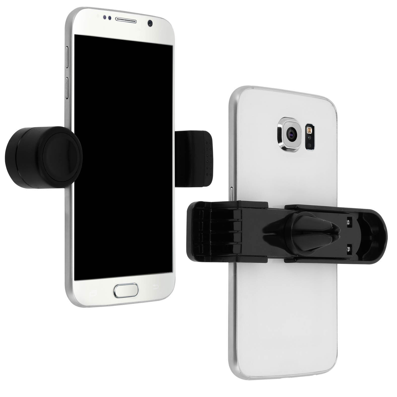 Zwei Smartphones, eines an einer Halterung und eines auf der Rückseite der Halterung, zeigen die Funktion.