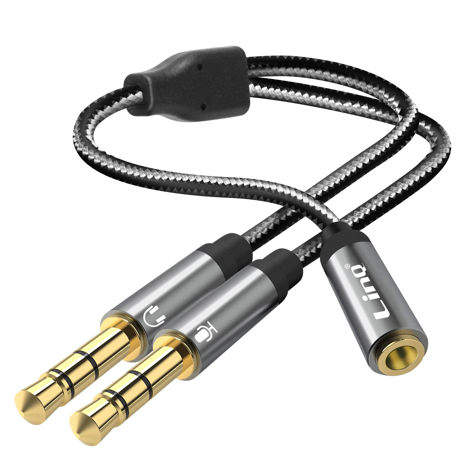 3.5mm Klinkenanschluss weiblich 2x Audioanschlussadapter auf Klinkenstecker LINQ männlich, 3.5mm