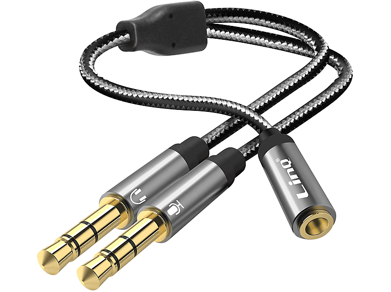 Klinkenstecker Audioanschlussadapter LINQ 3.5mm männlich, 3.5mm Klinkenanschluss weiblich auf 2x