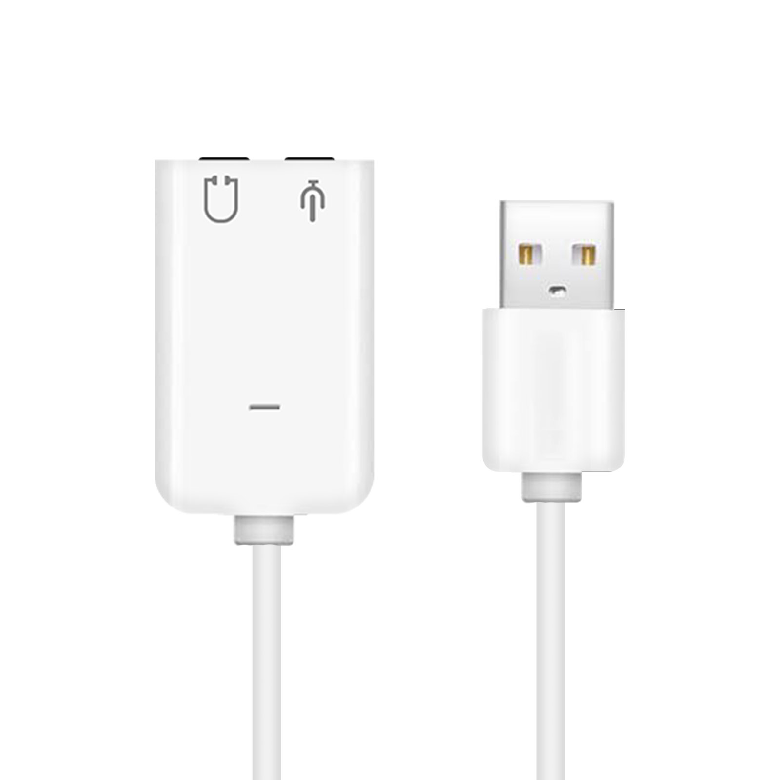 Adattatore bianco con due connettori e un cavo USB per un computer.