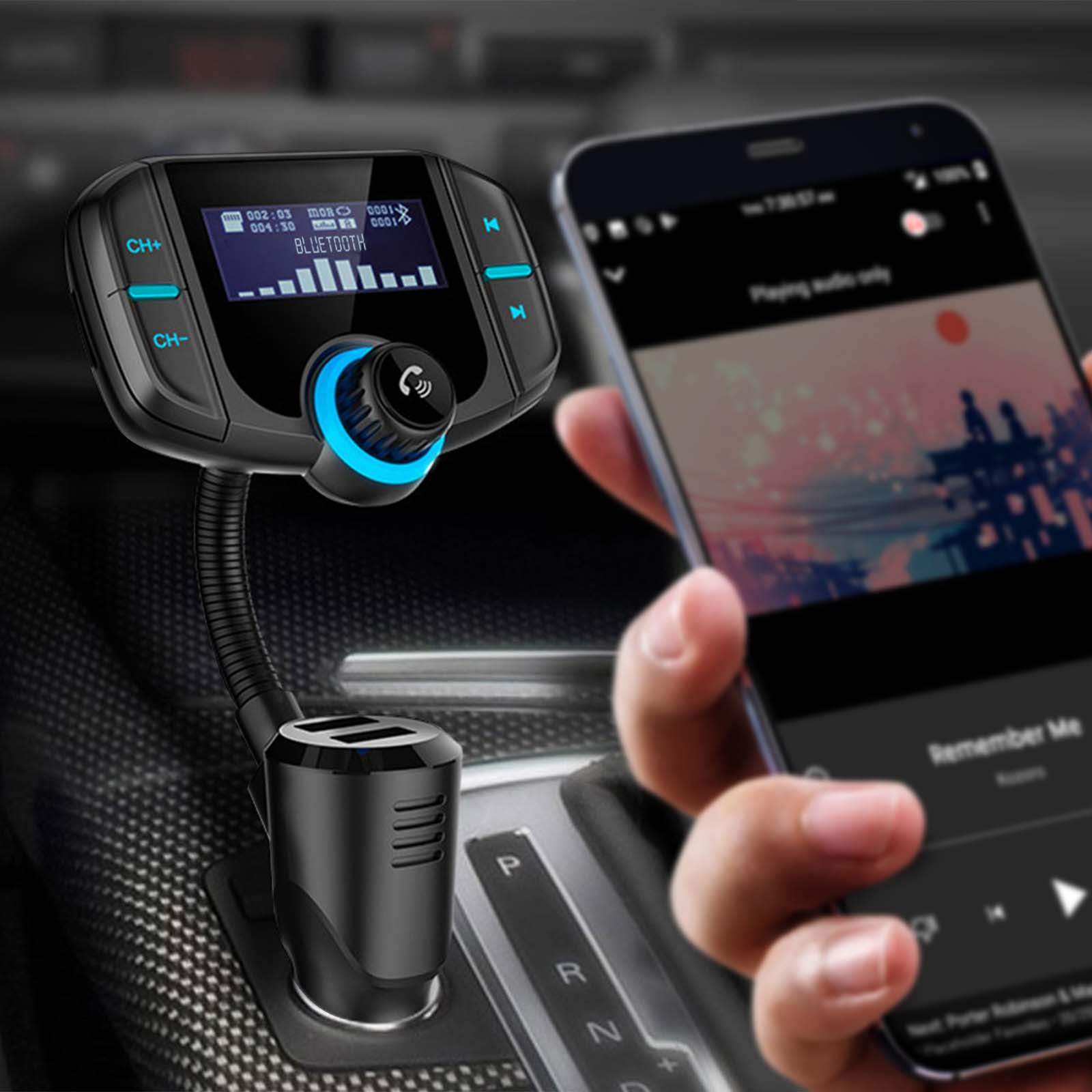 FM-Transmitter AVIZAR Bluetooth-Freisprecheinrichtung