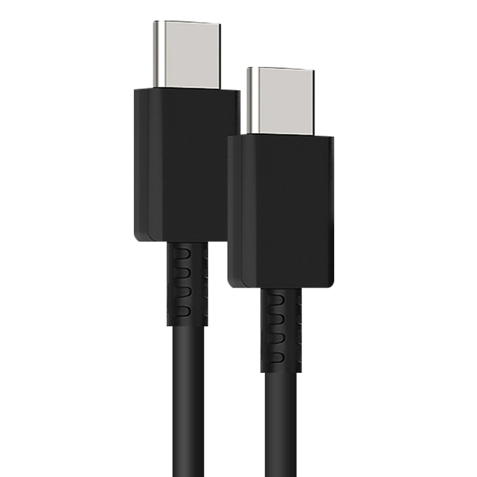 Due cavi USB-C neri. Sono uno accanto all'altro.