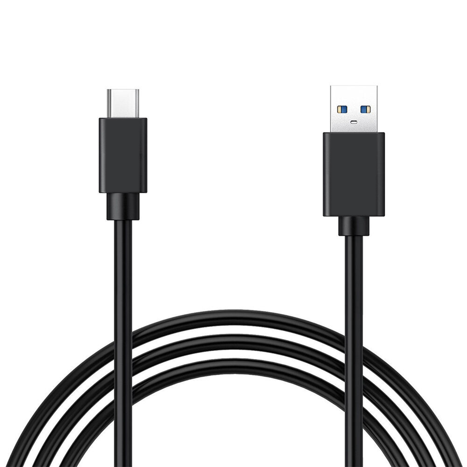 Due cavi USB neri. Uno con connettore USB-C, l'altro con connettore USB-A standard.