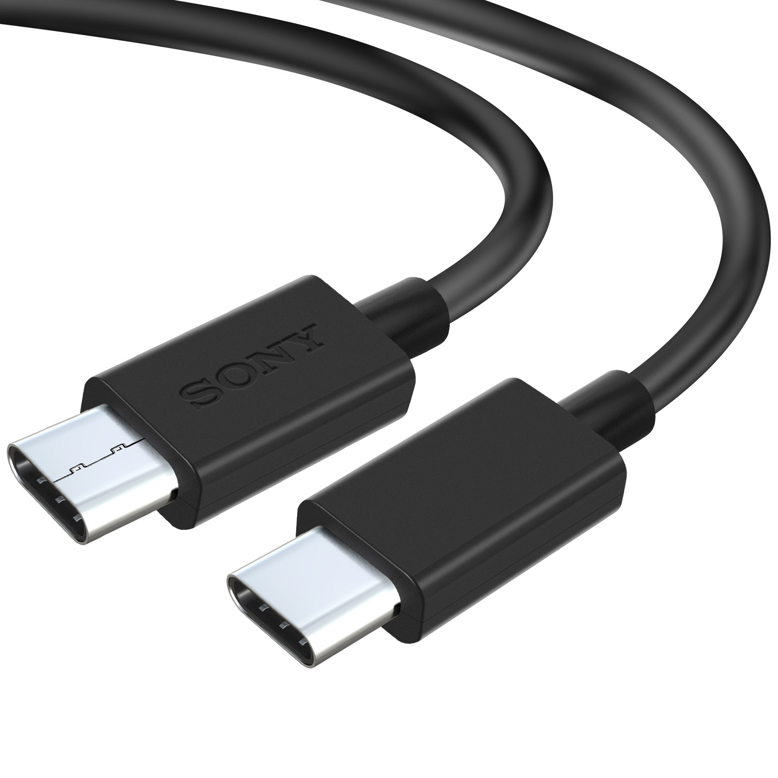 Due cavi USB-C neri affiancati su sfondo bianco.