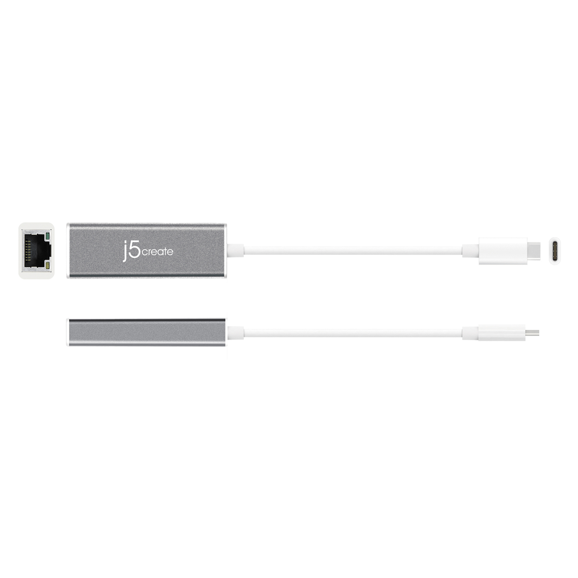 Weiß Gigabit J5CREATE JCE133G-N Ethernet-Adapter, Grau USB-C zu und