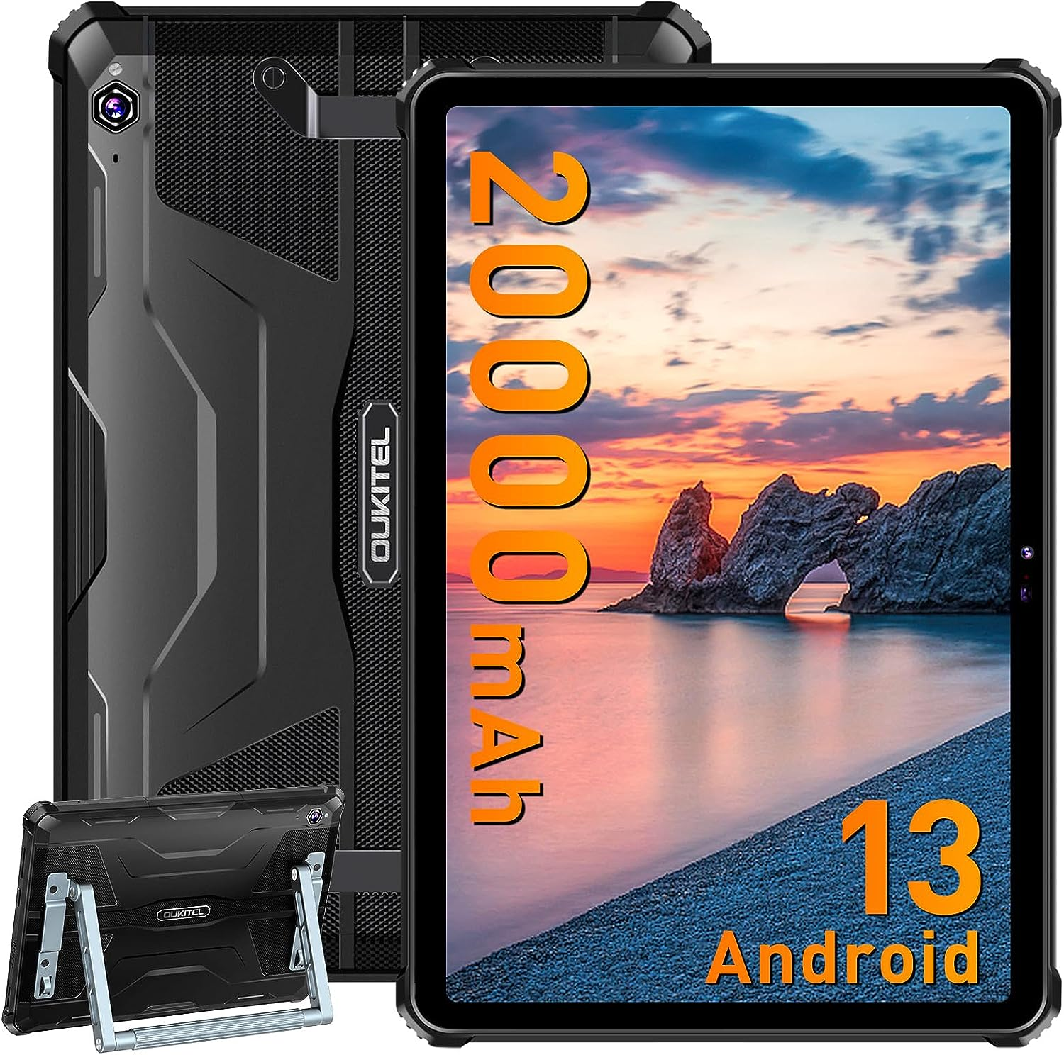 Tablet, 13 Android Zoll, 20000mAh GB, 256 RT6 OUKITEL Schwarz IP68, 14GB+256GB 10,1