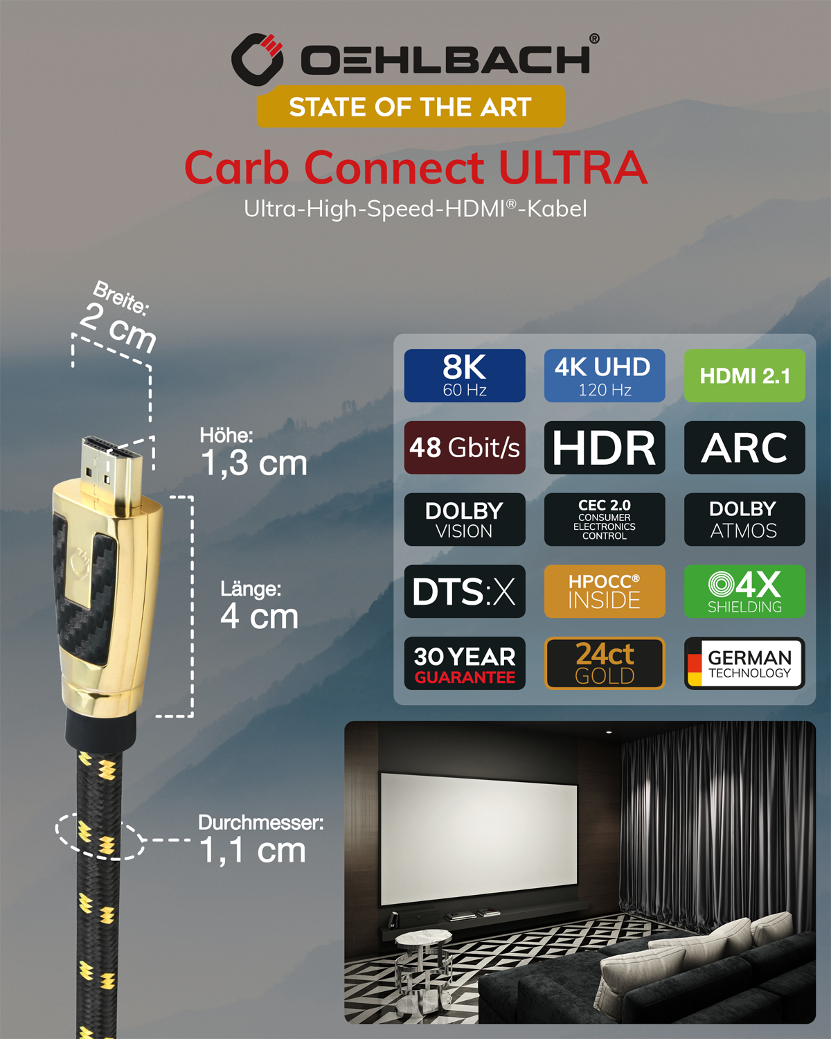 HDMI 8K Kabel Connect Carb Ultra End High OEHLBACH