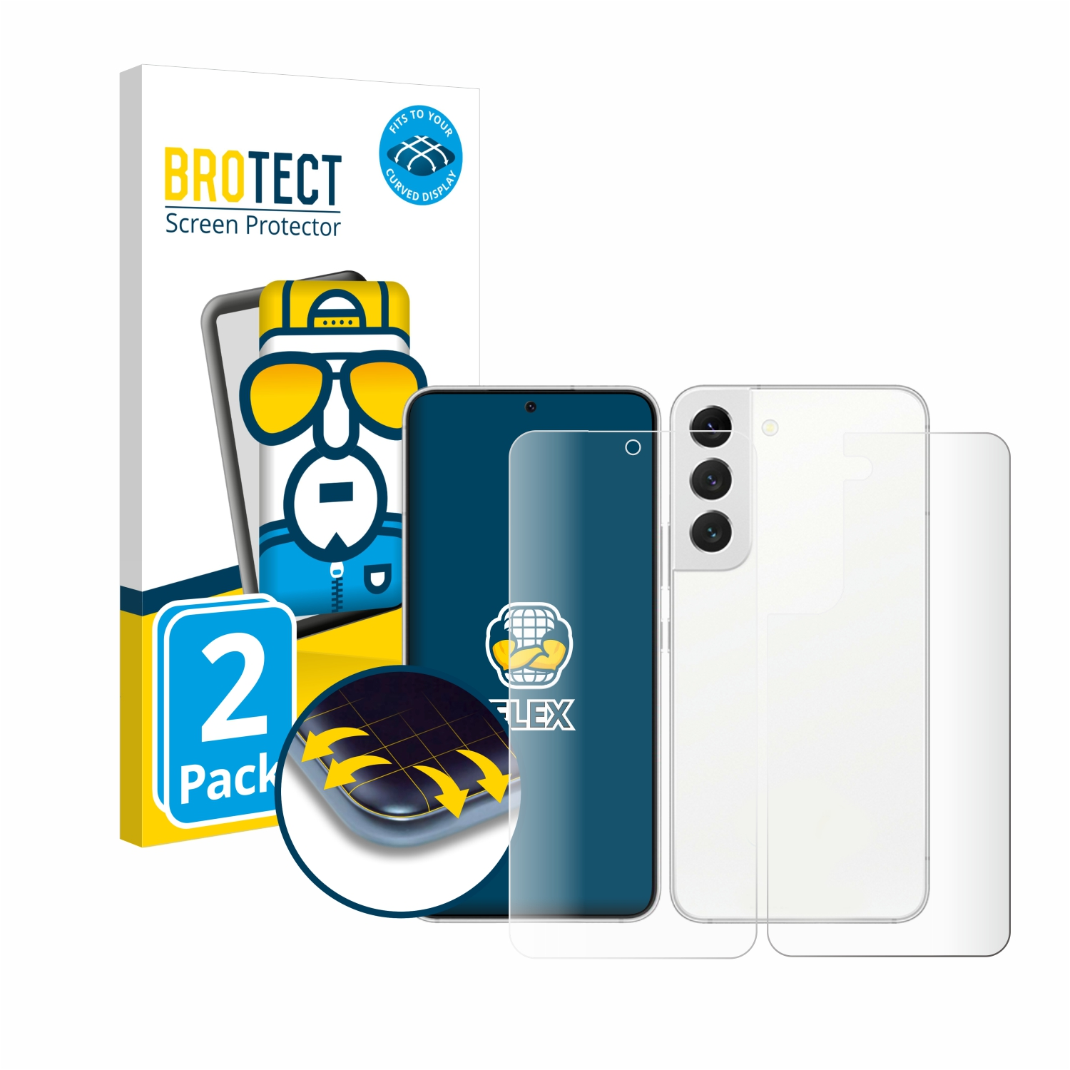 BROTECT 2x Flex Full-Cover Galaxy 5G) Samsung Curved S22 Schutzfolie(für 3D